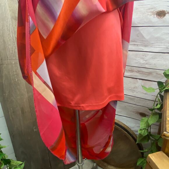 SNAP Hi-Low Colorblock Sleeveless Summer Dress Elastic Gathered Waist Size M - Picture 7 of 10